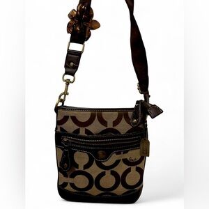 coach tan and brown crossbody bag
